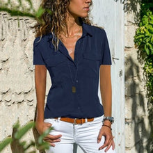 Load image into Gallery viewer, Short Sleeve Casual Button Down Blouses