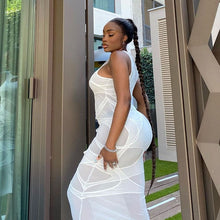Load image into Gallery viewer, Sleeveless O-Neck Solid Patchwork Mesh Maxi Dress