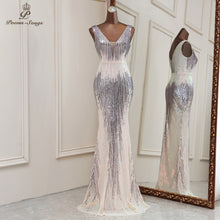 Load image into Gallery viewer, Deep V Neck Style Mermaid Evening Dresses
