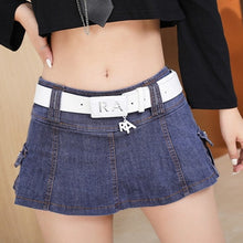 Load image into Gallery viewer, Low Waist Denim Mini Skirt
