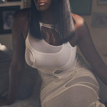 Load image into Gallery viewer, Sleeveless O-Neck Solid Patchwork Mesh Maxi Dress