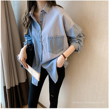 Load image into Gallery viewer, Loose Long Sleeve Denim Shirt