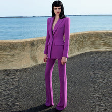 Load image into Gallery viewer, Single Button Blazer Flare Pants Suit