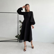 Load image into Gallery viewer, Backless Lantern Sleeve Midi Dress