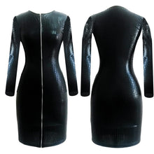 Load image into Gallery viewer, Zip Snakeskin Faux Leather Bandage Dress