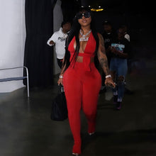 Load image into Gallery viewer, Two Piece Set Ribbon H-Shape Bandage Top+Solid Sheath Pants