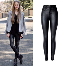 Load image into Gallery viewer, Black Faux Leather Jeans