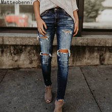 Load image into Gallery viewer, Boyfriend Hole Ripped Jeans