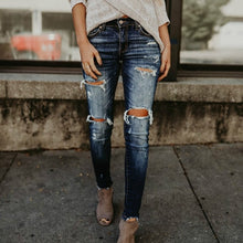 Load image into Gallery viewer, Boyfriend Hole Ripped Jeans