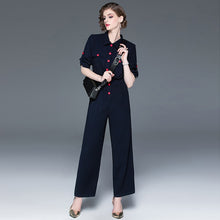 Load image into Gallery viewer, Lapel Cropped Sleeves Autumn Section Jumpsuit