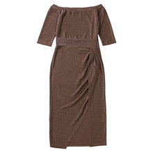 Load image into Gallery viewer, Off Shoulders Cocktail Long Slit Dress
