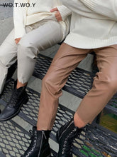 Load image into Gallery viewer, High Waist Spliced Loose Leather Pants