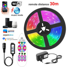 Load image into Gallery viewer, 5M-30M RGB WIFI LED Strip Lights Bluetooth 10MRGB Led light 5050 SMD Flexible 25M Waterproof 2835 Tape Diode DC WIFI Control+Adapter