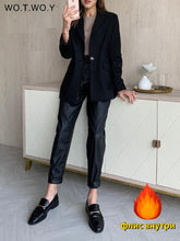 Load image into Gallery viewer, High Waist Spliced Loose Leather Pants