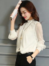 Load image into Gallery viewer, Mesh Long Sleeve Chiffon Blouse
