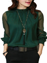 Load image into Gallery viewer, Mesh Long Sleeve Chiffon Blouse
