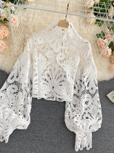 Load image into Gallery viewer, Sexy Lace Hollow Out Short Blouse