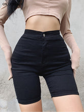 Load image into Gallery viewer, High Waist Thin Elastic Jean Shorts