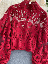 Load image into Gallery viewer, Sexy Lace Hollow Out Short Blouse