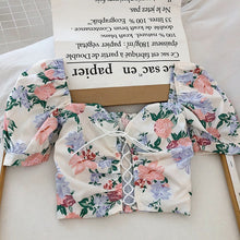 Load image into Gallery viewer, Floral Print  Drawstring Blouses