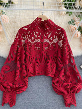 Load image into Gallery viewer, Sexy Lace Hollow Out Short Blouse