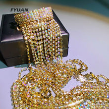 Load image into Gallery viewer, FYUAN Shine Full Rhinestone Hairpins for Women Bijoux Long Tassel Crystal Hair Accessories Wedding Banquet Jewelry