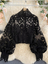 Load image into Gallery viewer, Sexy Lace Hollow Out Short Blouse