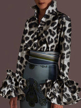 Load image into Gallery viewer, Sexy Turn-down Collar Flare Sleeve Tops