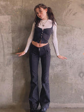 Load image into Gallery viewer, Low Waist Ribbed Flare Pants