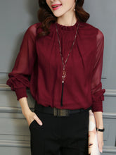 Load image into Gallery viewer, Mesh Long Sleeve Chiffon Blouse