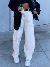 Load image into Gallery viewer, Rockmore Brown Vintage Baggy Jeans Women 90s Streetwear Pockets Wide Leg Cargo Pants Low Waist Straight Denim Trousers 2021